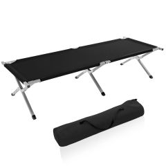 Tresko-XL campingbed- zwart- 210cm-veldbed--ligbed- logeerbed- opklapbed -150kg 