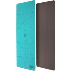 Yogamat, turquoise-coffee, 183 x 61 x 0,6 cm, fitnessmat, gymmat, gymnastiekmat, logo