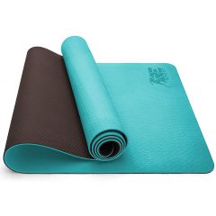 Yogamat turquoise-coffee, fitnessmat,, gymnastiekmat pilatesmat, sportmat, 183 x 61 x 0,6 cm