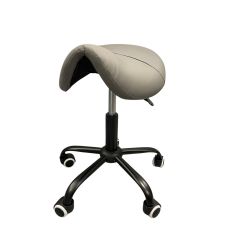 RST Design- zadelkruk grijs- kapperskruk- werkkruk, zwart onderstel